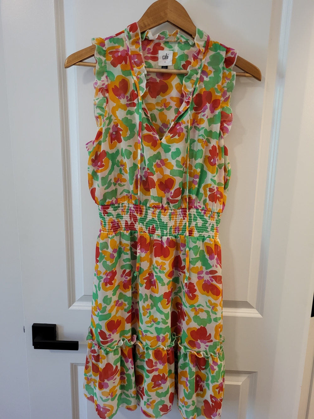 Colorful Floral Botanical Sleeveless Smocked Waist Dress Party Cocktail Summer